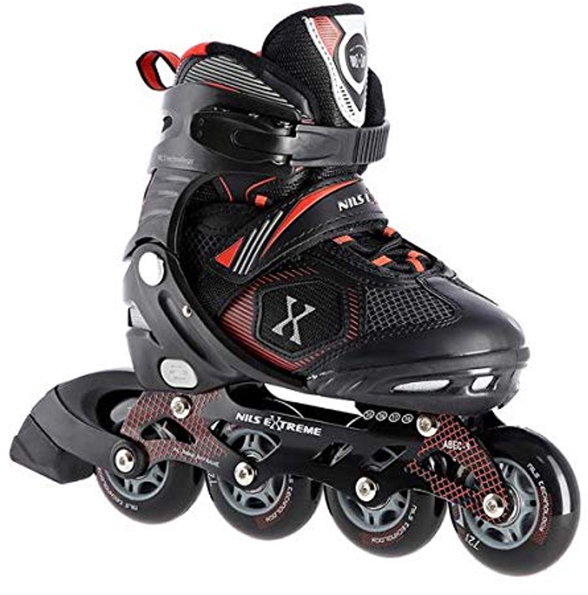 Verstelbare Inlineskates voor Kinderen en Dames - Zwart-Rood - Maat 31-42