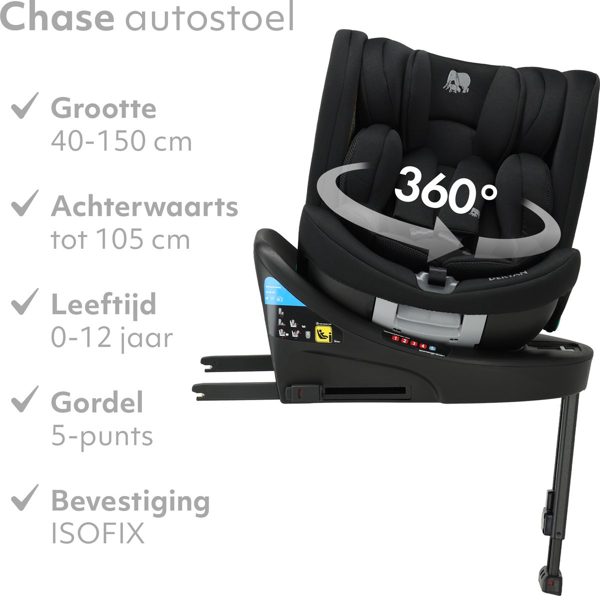 DERYAN Chase Luxe i-Size met 360° draaibasis thumbnail 3