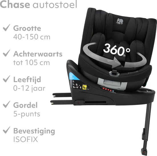 Deryan Chase Luxe i-Size Autostoeltje - 0-36kg - Isofix - steunpoot - 360° draaibaar van Merkloos — afbeelding 3
