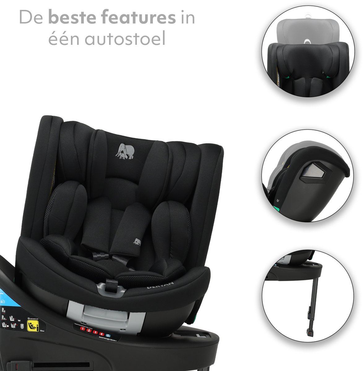 Deryan Chase Luxe Autostoel i-Size - Kinderstoel Auto - isofix - Zwart – foto 4
