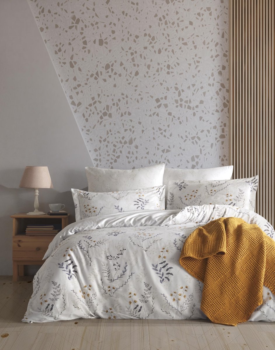 Pastel Soft Floral Design White Duvet Cover Set – Soft Multicolor 100% Cotton Ranforce Double Size - Pastel zacht bloemenmotief wit dekbedovertrekset - zacht veelkleurig 100% katoen Ranforce tweepersoonsmaat