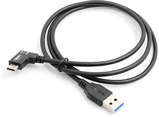 cablecc Laagprofiel USB-C Type C-aansluiting, 90 graden rechte hoek naar A- stekker, USB 3.0 data-oplaadadapter voor laptop-desktop