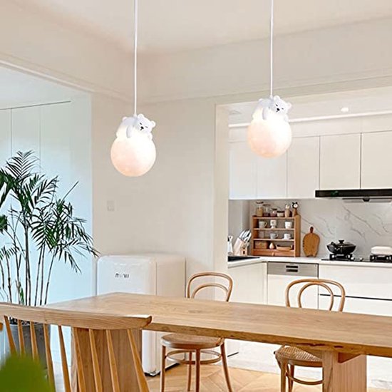Schattige Hanglamp met 3D Maan Globe en Cartoon Konijn voor Kinderkamer van Merkloos — afbeelding 2