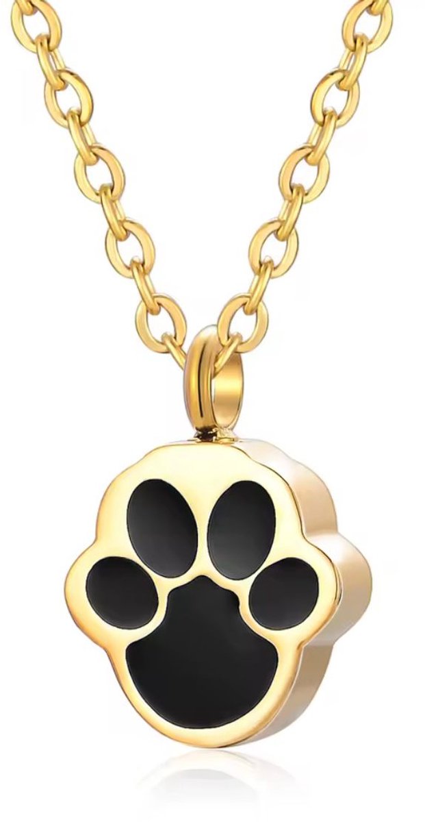 Ashanger met hondenpoot - Luxe Ashanger Hondenpoot - Goud Zwart - Gedenksieraad - In Luxe Geschenkdoos - Petshop Seven®