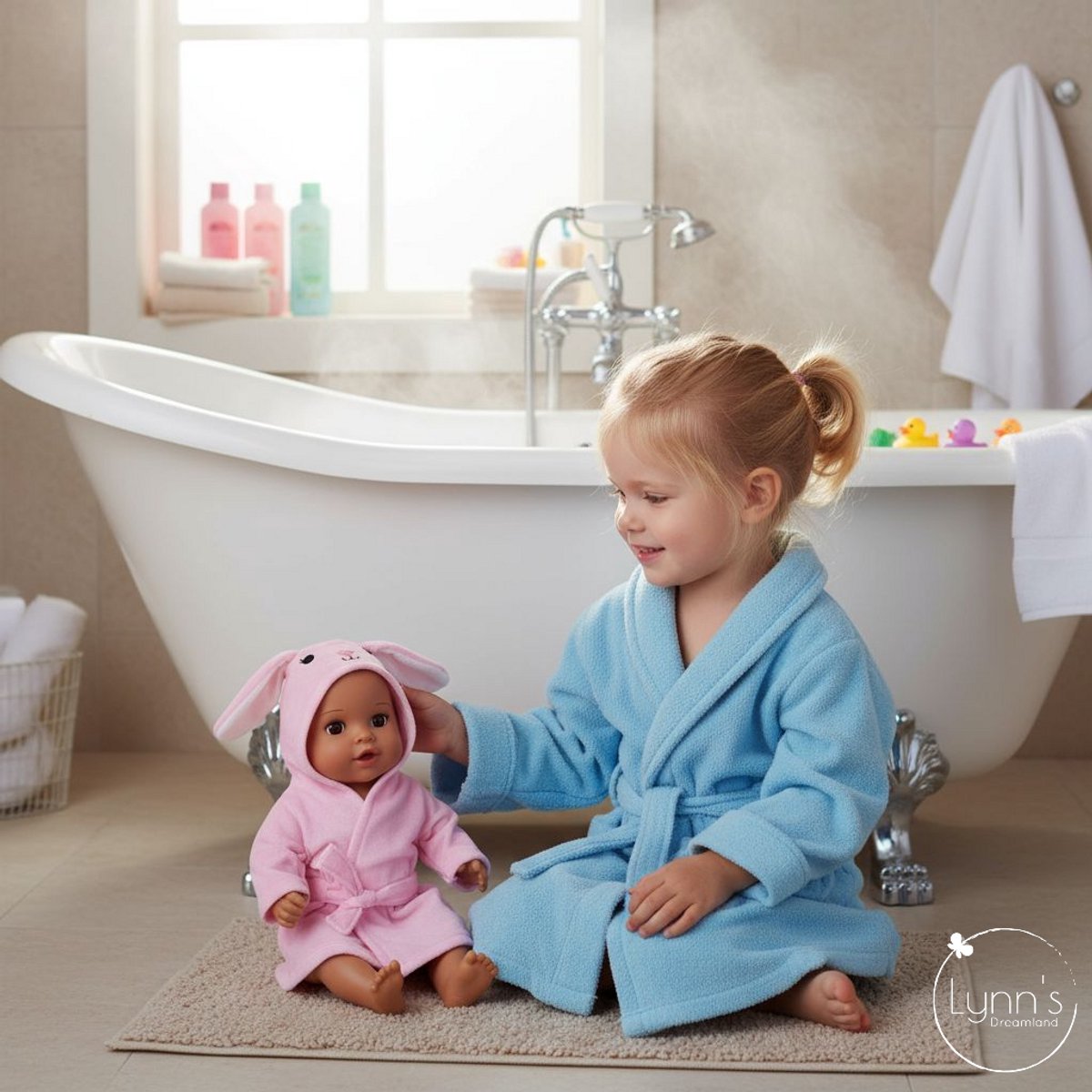 Poppenkleertjes voor babypop 43 cm - Roze konijn badjas - In cadeauzakje - Poppenkleding geschikt voor o.a. Baby Born pop — afbeelding 13