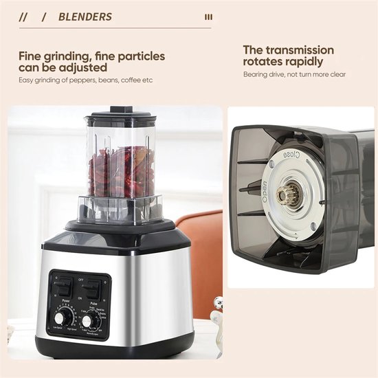 CYRO - Blender - Blender Smoothie - Keukenmachine - Smoothie Maker - 3 in 1 Elektrische blender - 9500W - 0,5L, 1,5L, 3L Capaciteit - 220V - Zwart van Merkloos — afbeelding 3