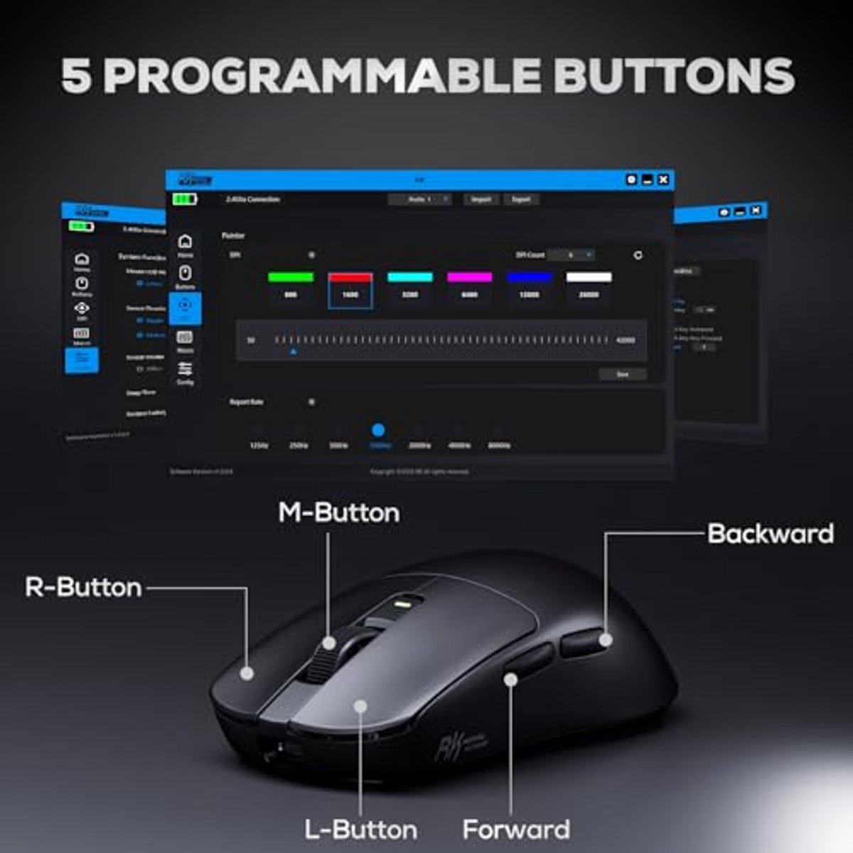 Draadloze Gaming Muis met 30K DPI Sensor - Lichtgewicht en Programmeerbaar