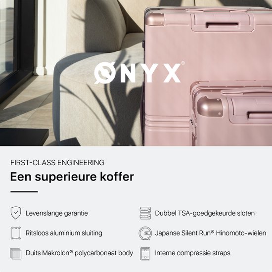 ONYX Hybrid Pro Check-in Koffer Medium 70 Liter - Gerecycled Polycarbonaat en Ritsloos Design - Reiskoffer met TSA slot en Spinner wielen - Candy Pink