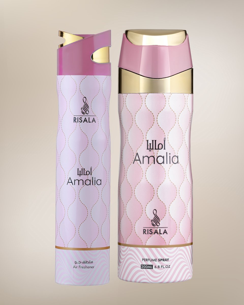 Risala Amalia Set – Deodorant Spray 200ml + Air Freshener 300ml – Long Lasting Arabic Oriental Fragrance from Dubai – Floral, Fruity, Amber & Musk Scent