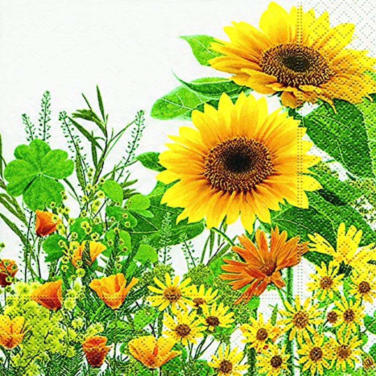 Servetten met Gele Bloemenprint - 20 Stuks - 33 x 33 cm