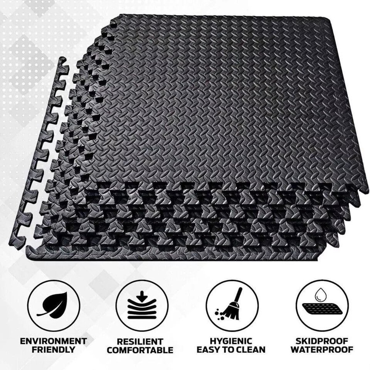 Ondersteuning voor Gymvloer - Antislip EVA Vloertegels voor Thuis Fitness en Yoga - 4 Stuks 60x60cm