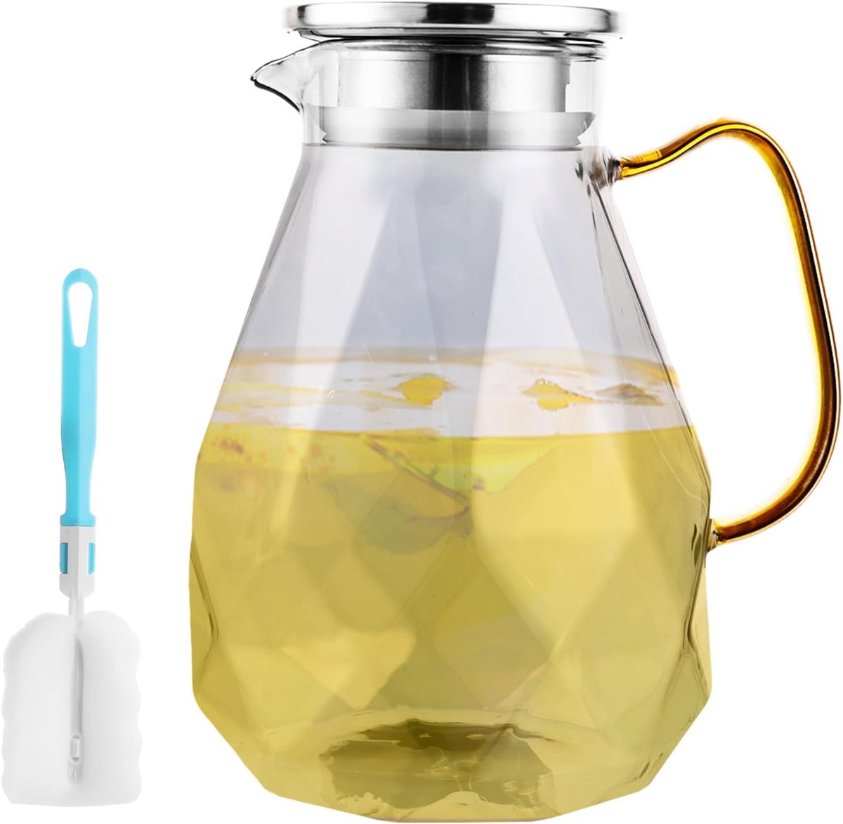 Waterkaraffe 1.8 Litre - Glazen Waterkaraf met RVS Deksel - Voor Koude en Warme Dranken