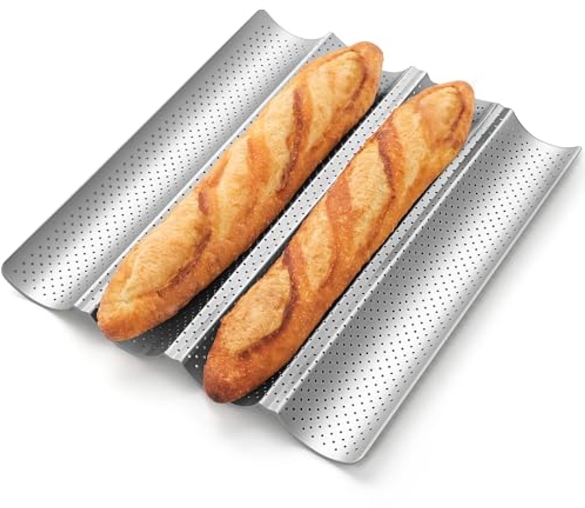 Baguette Bakpan voor 4 Broden - Premium Antikleef en Perforeerde Bakplaat voor Franse Brood