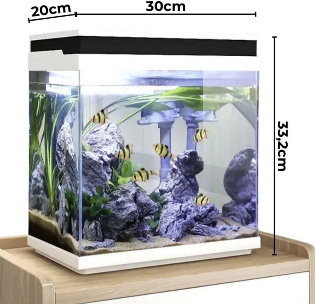 AquaOne Aquarium complete set LED met pomp HNE-380 I Klein nano-aquarium 26 liter met filtersysteem I Mini nano-aquariumset voor vissen en garnalen thumbnail 3