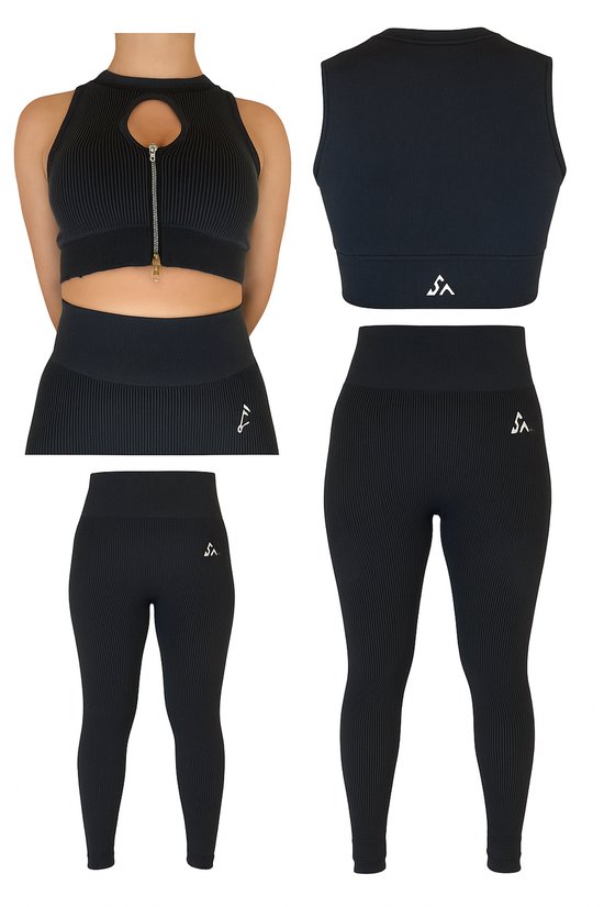 Ensemble de sport femme - leggings de sport - Yoga - Pilates - Décontracté - Tenue de sport femme - S gris