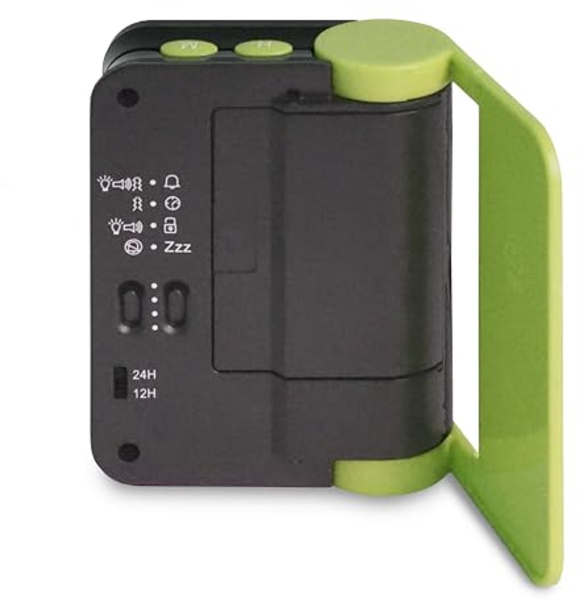 Travel Wecker - Compact Reiswekker met Trilfunctie in Groen en Zwart