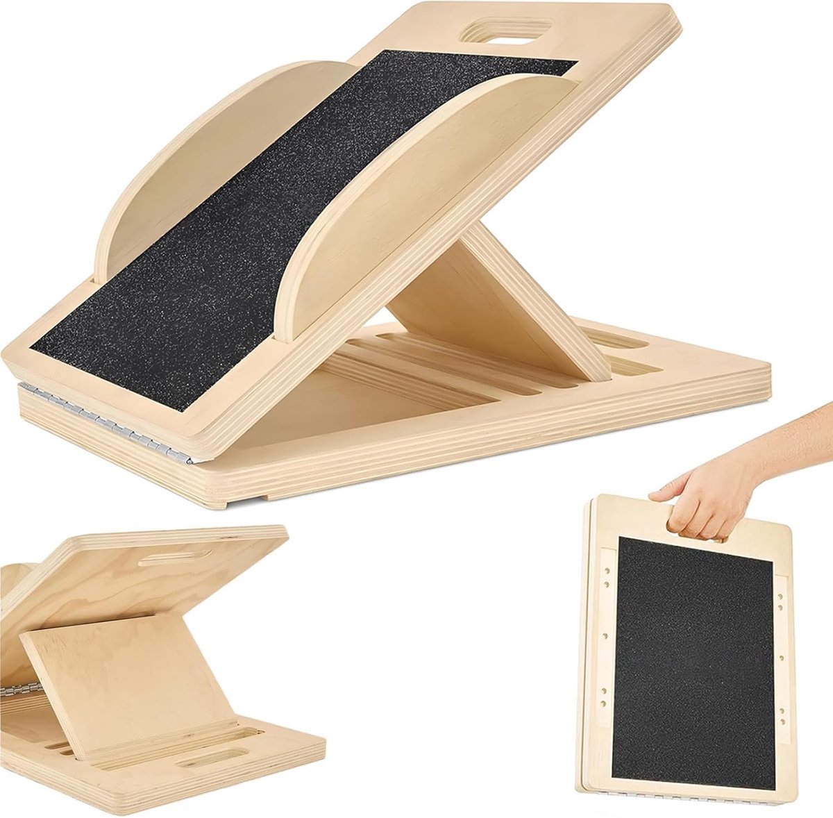 3-in-1 kuitreker - schuine plank van hout - mobility board - verstelbaar hoekbord - balansboard voor volwassenen - antislip balansplank - balansapparaat voor oefeningen - lichaamsbalans - fitness en training