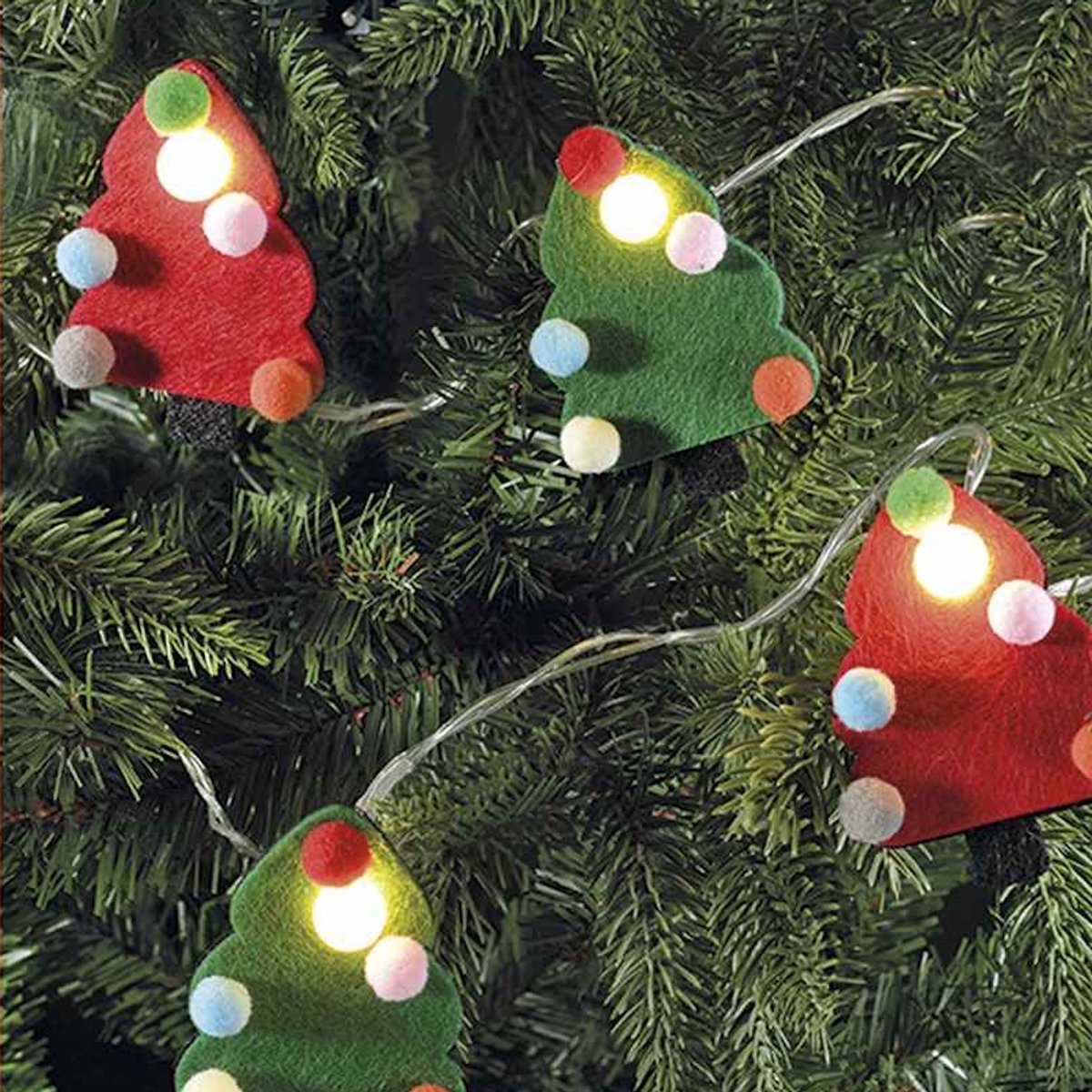 Decoratieve Lichtslinger met Kerstbomen – met LED-verlichting – 180 cm