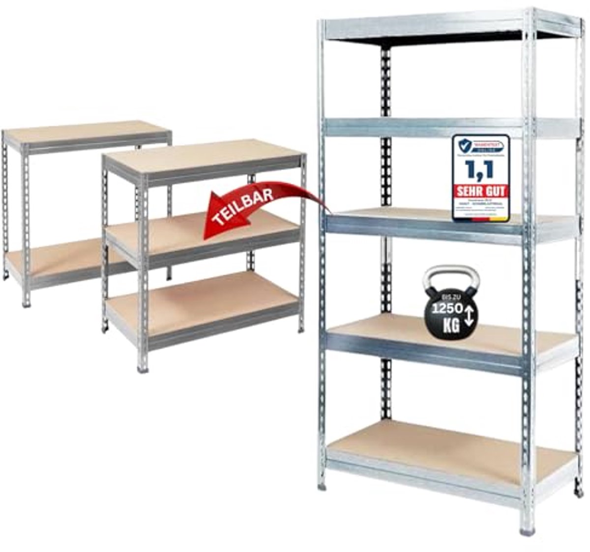 Heavy Duty Opbergrek - Zware Lasten, Multifunctioneel en Stabiel - Tot 1250 kg, Snelle Montage (220 x 120 x 45 cm)