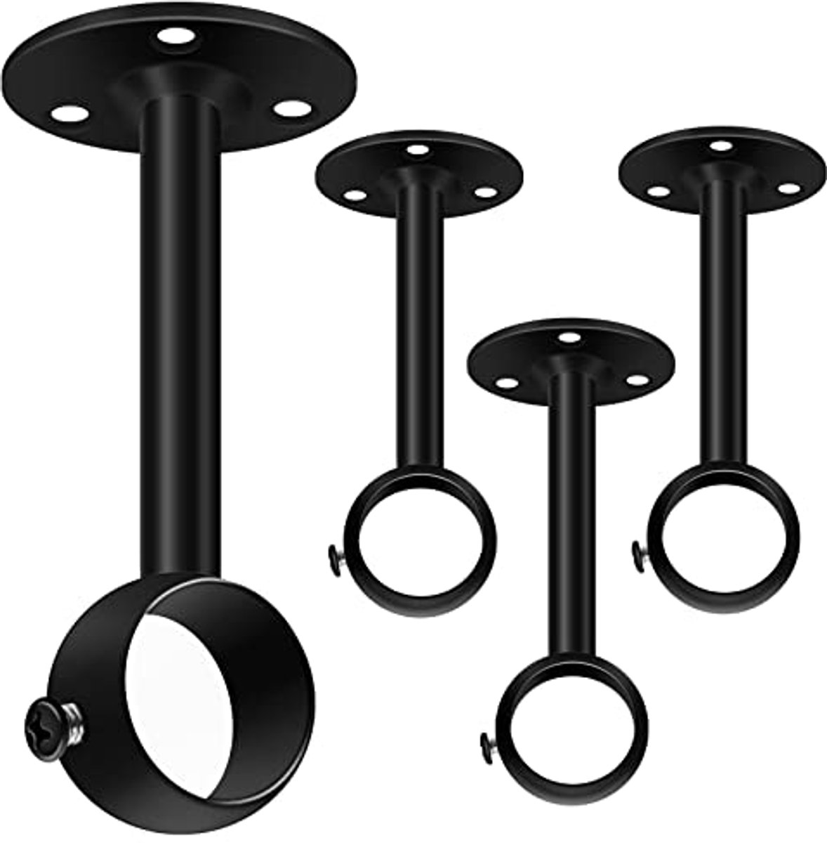 Zwarte Plafond Gordijnstangbeugels - Heavy Duty Steun voor Gordijnen en Kledingkasten - 4 Stuks