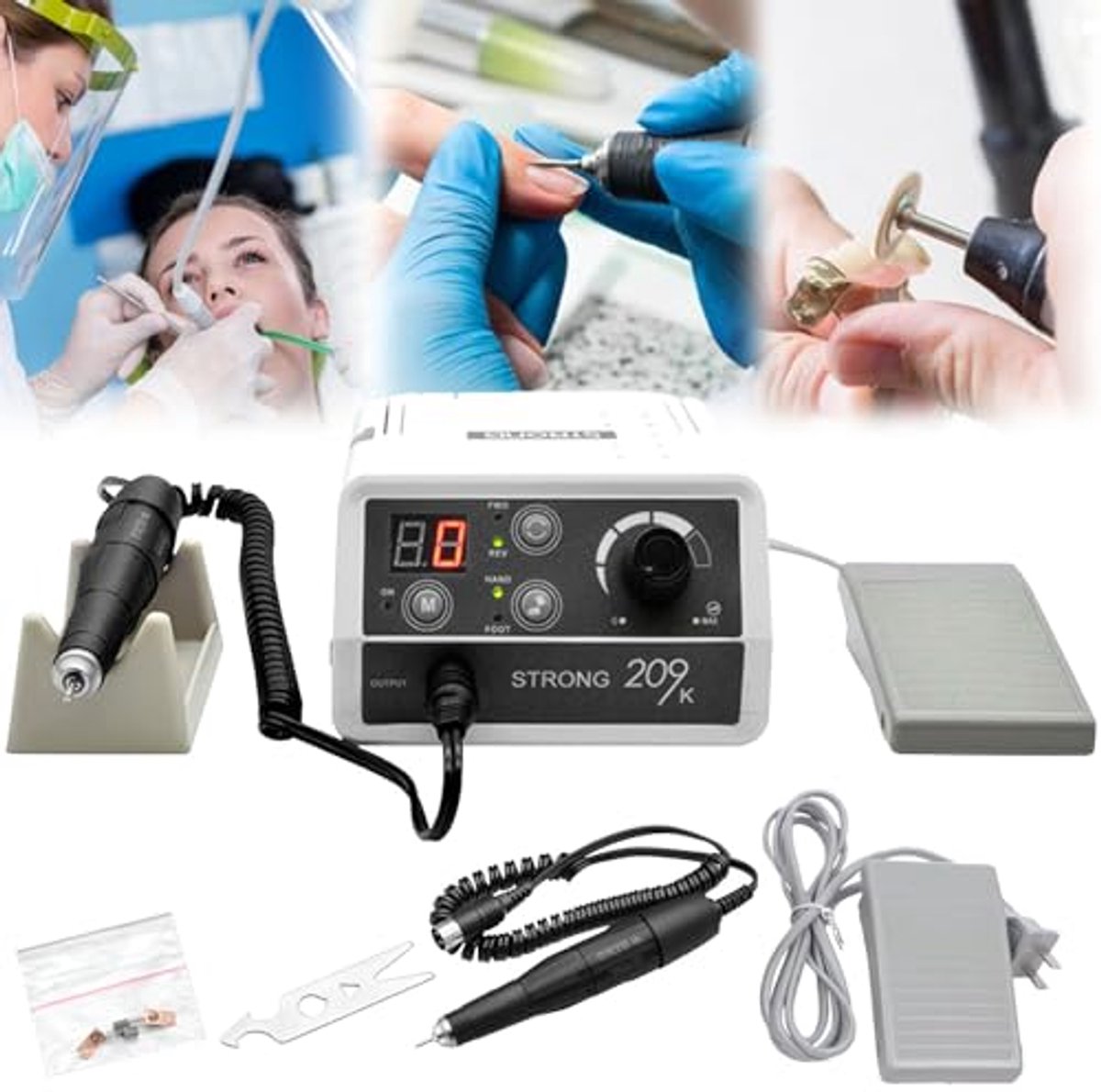 Elektrische Polijstmachine voor Sieraden, Keramiek, Houtsnijwerk en Tandheelkunde - 0-45000 RPM