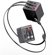 GaN Snellader -USB-C oplader -65W- Fast Charger voor Samsung Galaxy en iPhone -geleverd met 2 wortel65 cm laadkabels- USB-uitgang-Type-C-uitgang- Geschikt voor MacBook Pro/Air -Apple iPhone- Gecertificeerd - Zwart