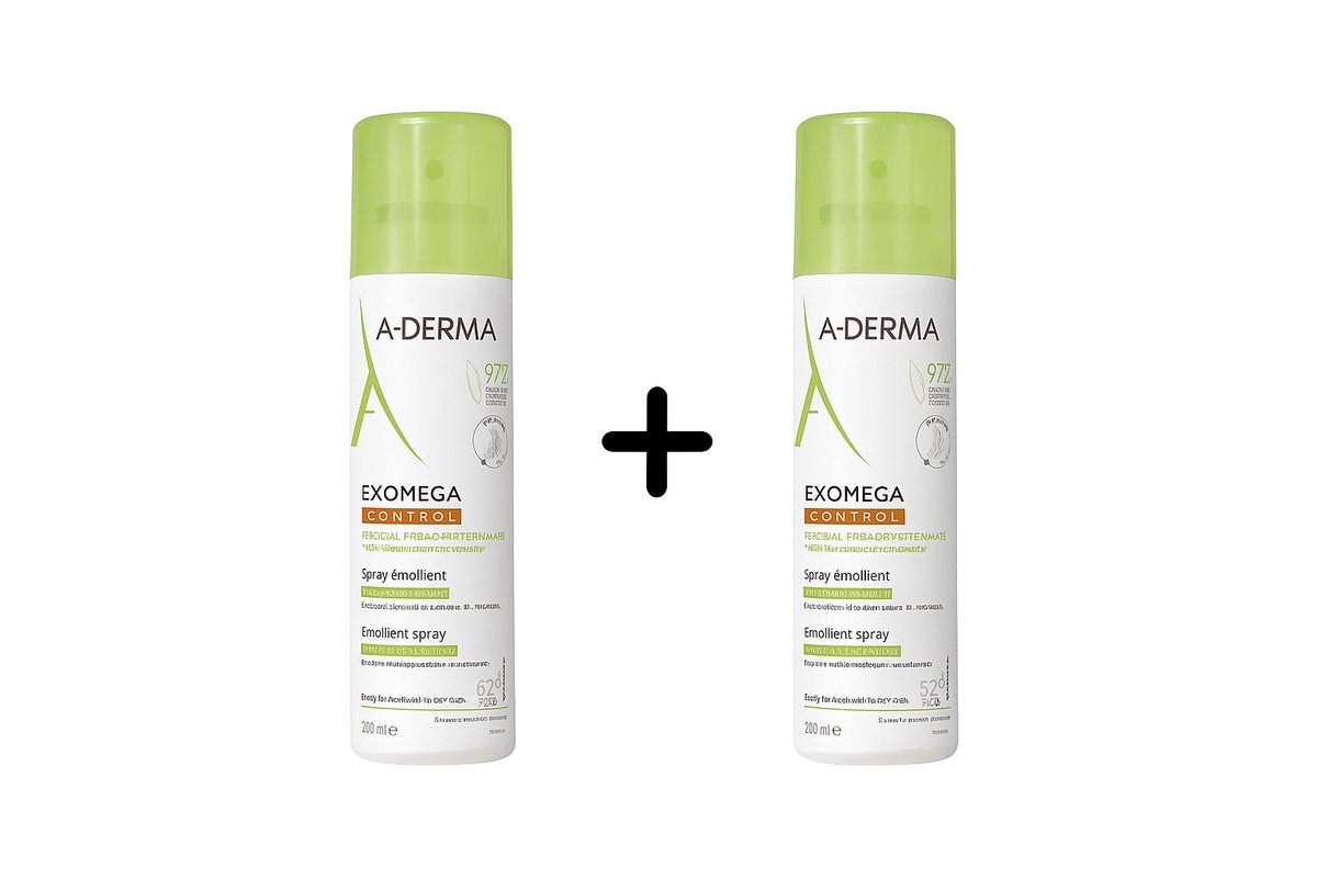 A-DERMA Exomega Control Verzachtende Emollient Spray Duo Pack - 2x200ml - Voor Droge en Atopische Huid - Kalmeert en Hydrateert Intensief