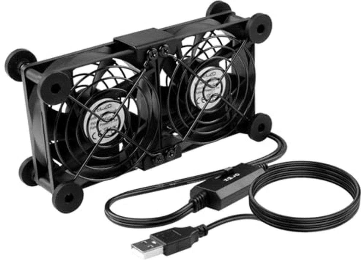 Draagbare 2-in-1 USB Ventilator met 3 Snelheden voor Laptop, TV Box en Router