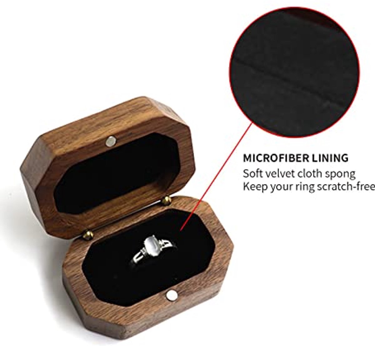 Houten Ringdoos voor Verloving en Huwelijk - Octagonale Ringdrager