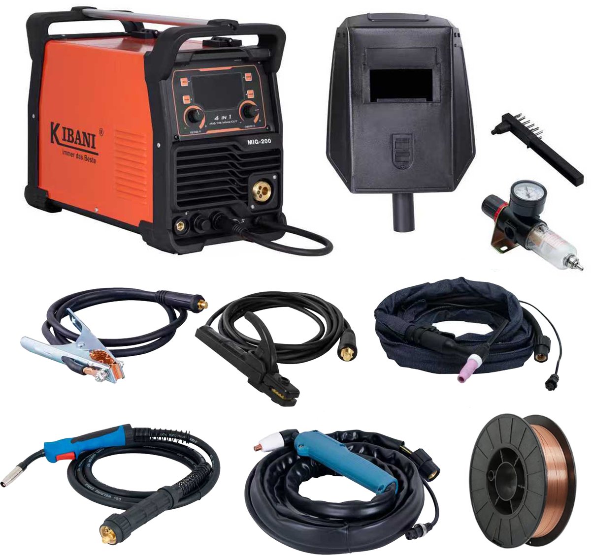Kibani Lasapparaat 4-in-1 incl. Rol Lasdraad 5kg - Plasmasnijder en Lasapparaat in 1 - IGBT-Inverter-Technologie - Semi-Automatische Omvormer - Lasapparaat Elektrisch - MIG - MMA - TIG - CUT