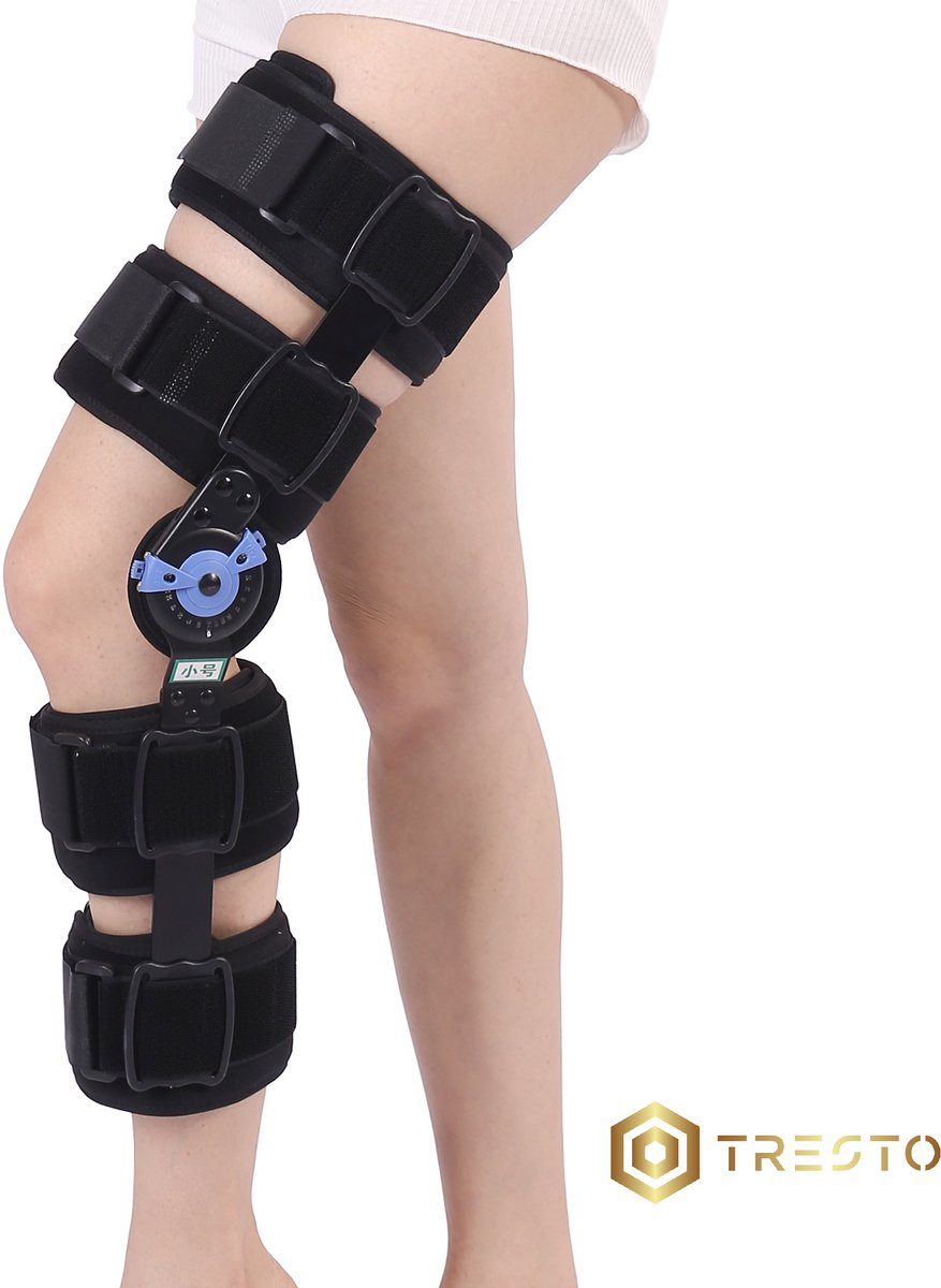 TRESTO - Verstelbare Kniebrace met Scharnier – 0-120° – Orthopedisch Herstel & Ondersteuning na Operatie - one size - Omtrek 48 - 65 cm