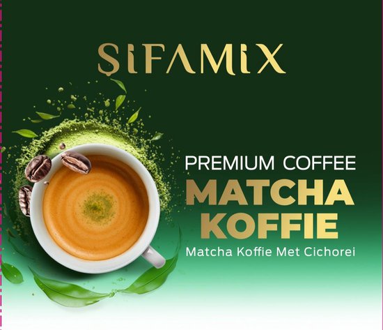Premiuim Matcha detox koffie Sifamix– instant koffie – 48% oplosbare koffie, 40% witloof & 12% Japans matcha groene theepoeder – 100% natuurlijk (premium koffie, 1 stuk)