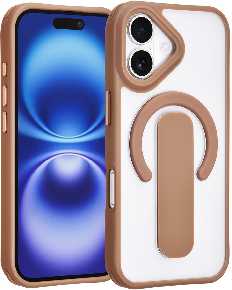 TUNIQ Back cover - iPhone 17 - Goud - Ingebouwde Ring Stand - Antishock