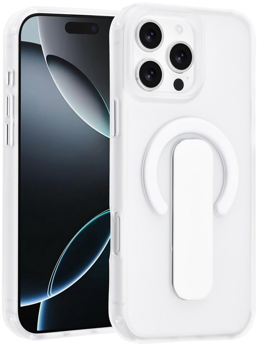 TUNIQ Anti-shock Back cover voor iPhone 16 Pro Max - Zilver - Geïntegreerde Ringstand