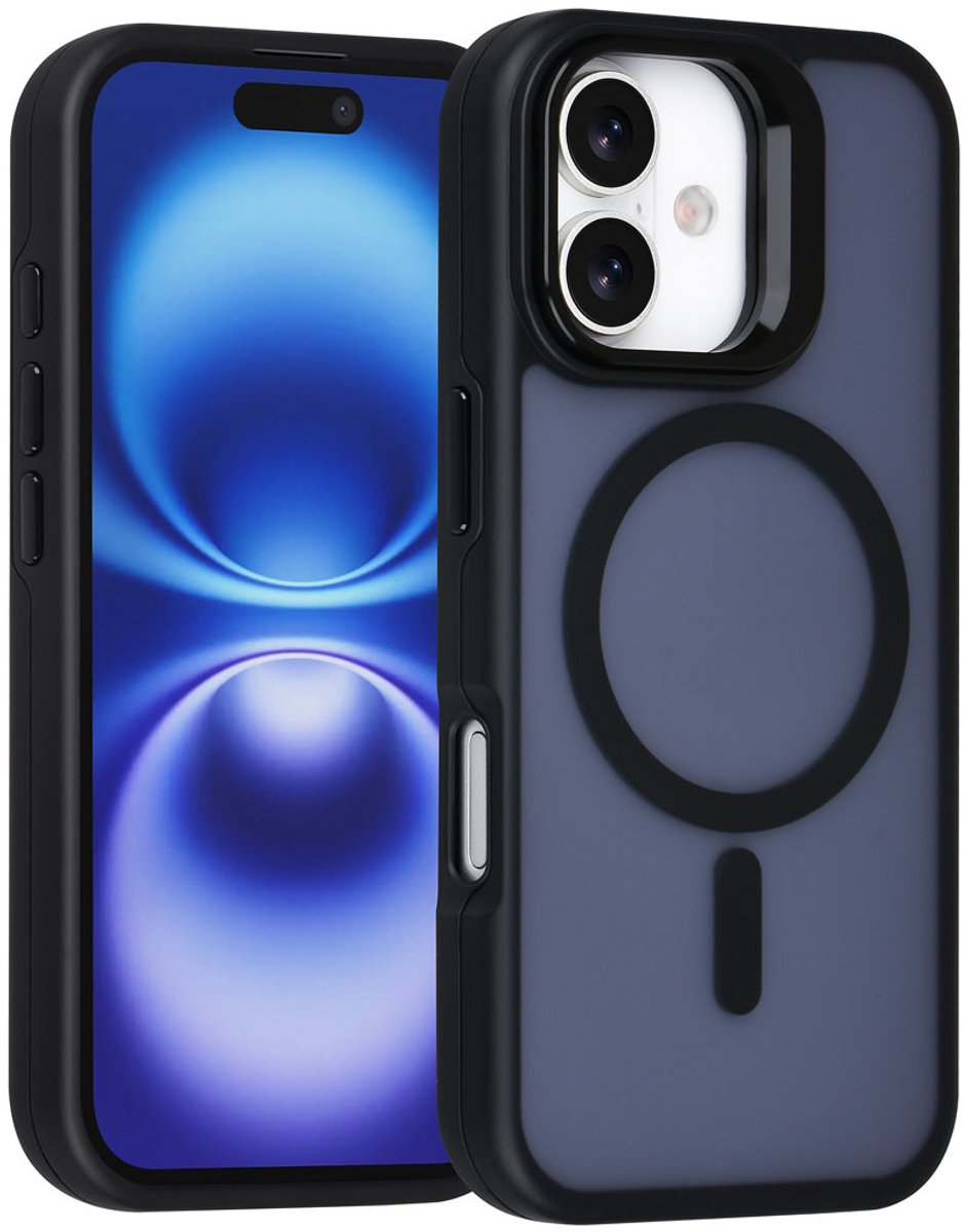 TUNIQ Back cover voor iPhone 16 - MagSafe - Met Camerastand - Zwart