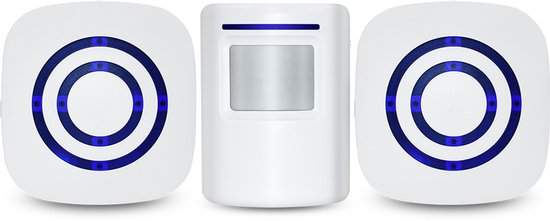 Deurbel - Draadloze Entreemelder - Toegangsmelder - Deurbel draadloos - Winkelbel - Deurbeslag - Bewegingsmelder Met Sensor - Geschikt Voor Winkels & Woonhuizen - 1 Zender en 2 Ontvanger(Wit) — afbeelding 2