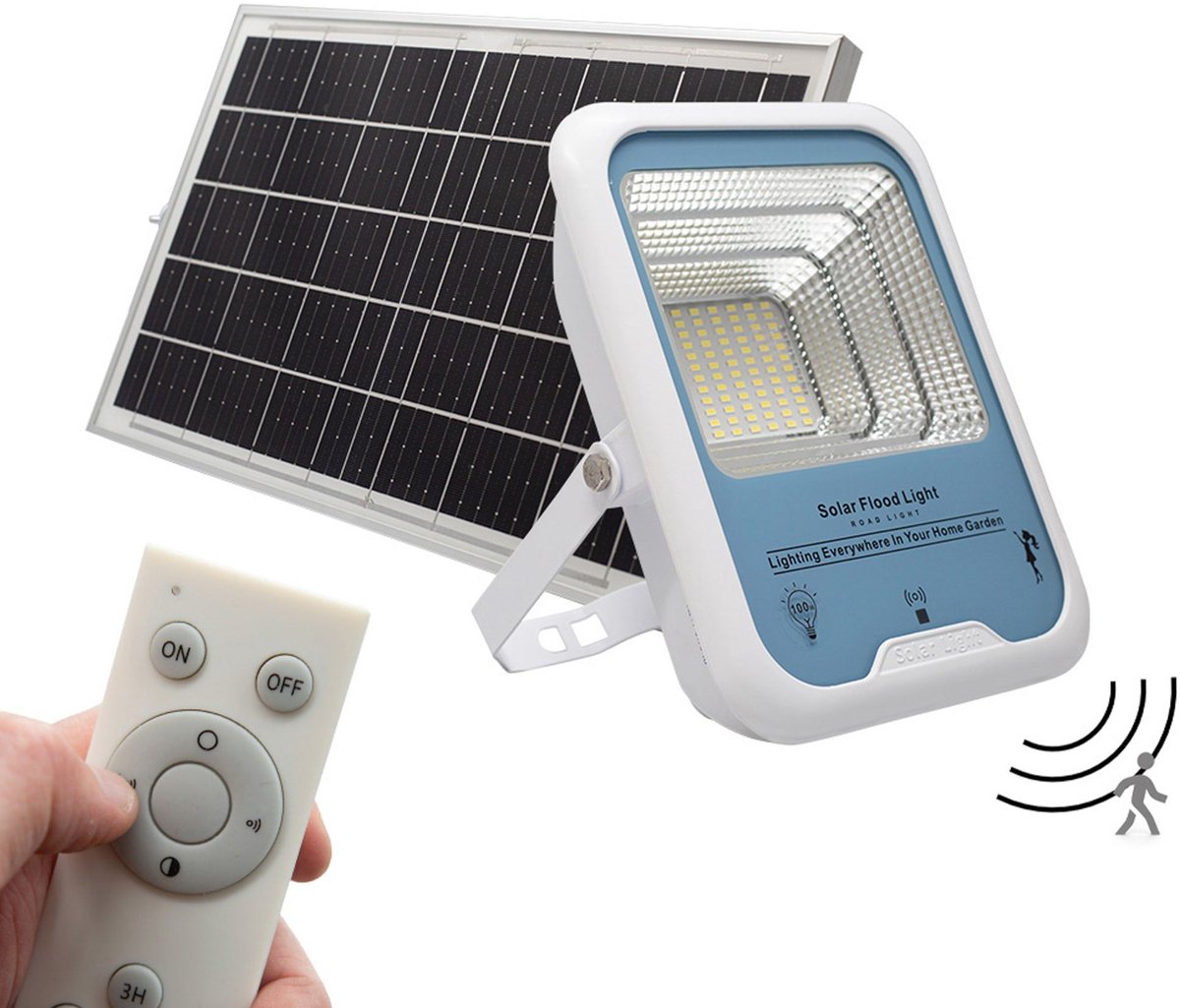 Iplux® Solar LED Schijnwerper PowerBeam Pro 2400 lumen – Hoge Kwaliteit – Bewegingssensor – IP66 – 6000K - Aluminium