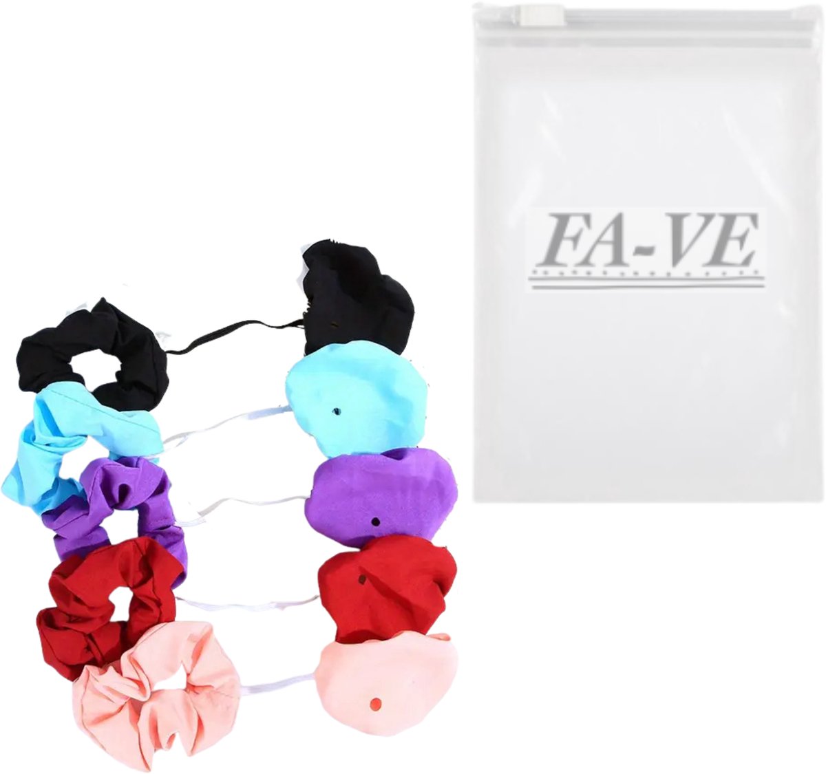FA-VE Drinkcover Scrunchies – Set van 5 – Herbruikbare Glazen Beschermers met Rietjesopening – Zwart, Paars, Rood, Roze & Blauw — cadeau in Koken & Dineren - foto 2