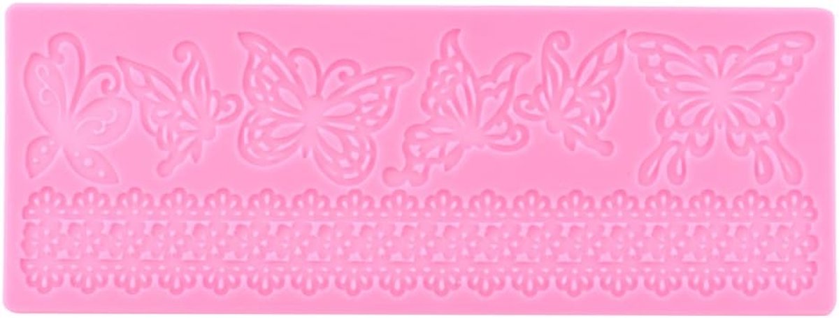 Lace Mat Fondant Cake Lace - Decor Supplies - Silicone Embossing Mat - Roze Butterfly