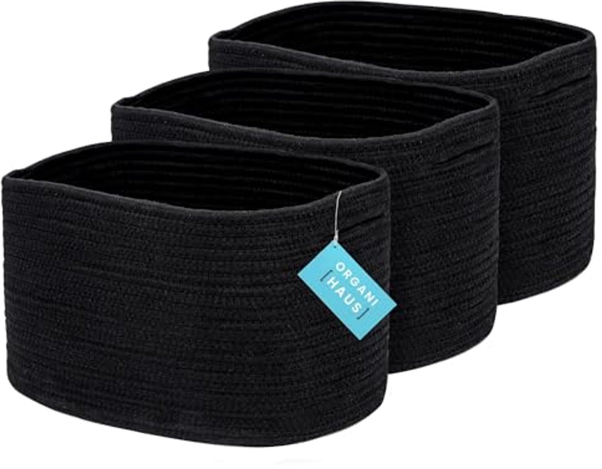 3 Zwarte Opbergdozen voor Badkamer en Kleding - Organizer