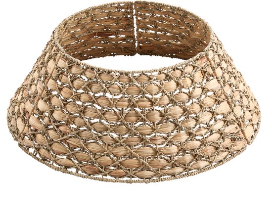 Meisterhome Kerstboommand - Kerstboomrok van natuurlijke Zeegrass - Ø 60 cm - Decoratieve hoes om de kerstboomstandaard - Kerstboomring - kraag Kerstboomrok - H23 x Ø60 cm - Zeegras - Naturel Bruin 3 elementen