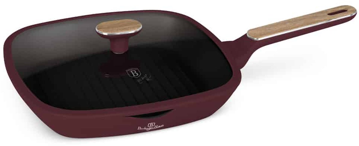 Berlinger Haus 8298 - Grillpan met deksel - 28 cm - Leonardo Nordic Collection - houten handvat