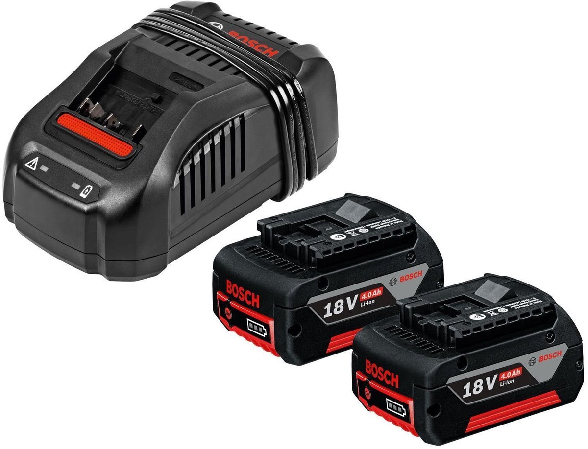 Bosch accustartset GBA 18 Volt / 2x 4.0 Ah + snellader GAL 1880 C...