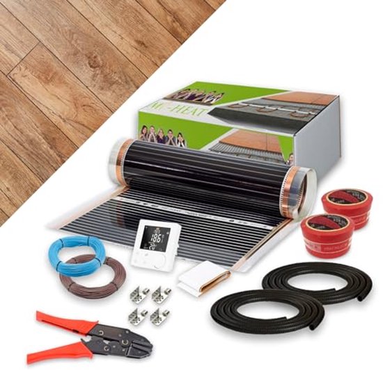 WARMON Elektrische vloerverwarming voor tegels: tweeader-verwarmingsmat WARMON CLASSIC 150 W/m², verwarmingsmat, met thermostaat naar keuze, kleur: Th. AC3082H - wit, matgrootte: 1,5 m²