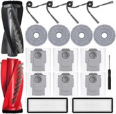 22 Pieces Accessories for Roborock Qrevo Curv/Qrevo Curv S5X/Qrevo Edge/Qrevo S5V Robot Vacuum Cleaner, 2 Main Brush, 4 Dust Bags, 4 Cleaning Cloths, 4 Filters, 6 Side Brushes, 1 Cleaning Brush