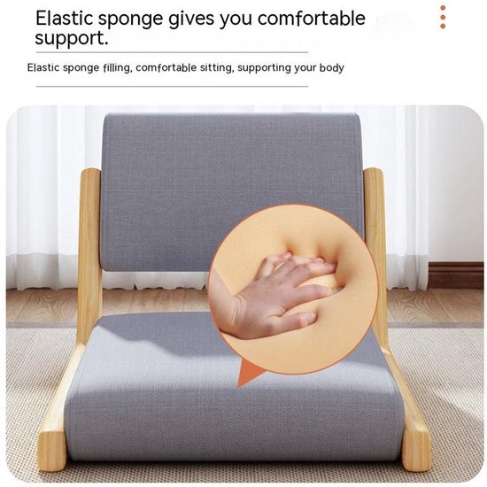 Tatami-stoel zonder poten, houten meditatiestoel met rugleuning - Japanse woonkamerstoel - gestoffeerde speelstoelen - luie bankstoel - erker - vloerstoel