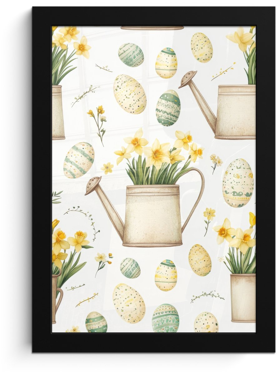 Poster in lijst - Fotolijst 20x30 cm - Posters - Gieter - Bloemen - Eieren - Posterlijst z
