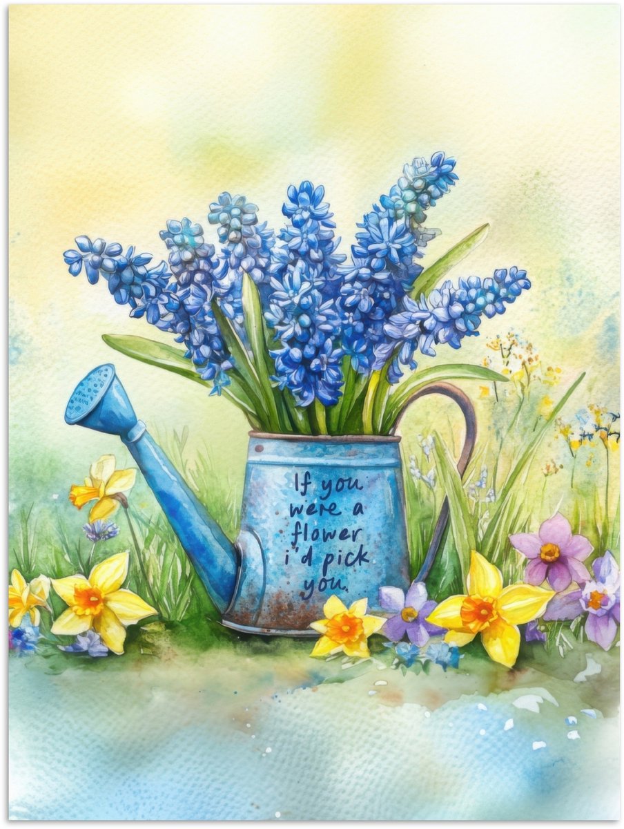 Poster 30x40 cm - Lavendelbloemen - Quote - Gieter - Posters - Kamer decoratie - Wanddecor