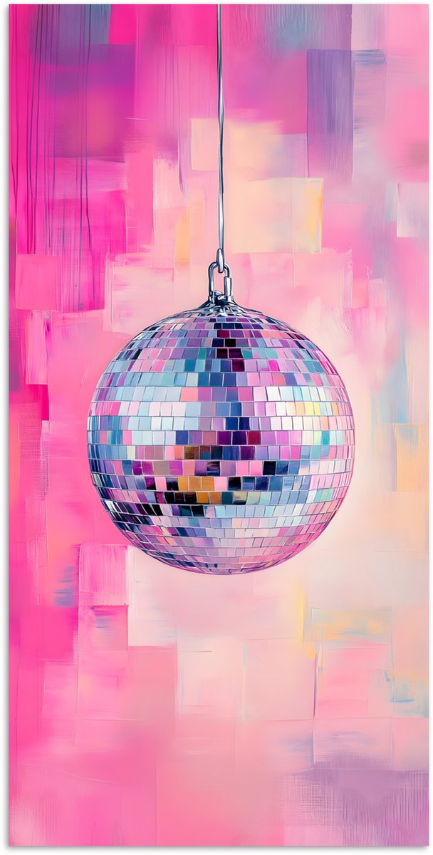 Poster 20x40 cm - Discobal - Pink - Verf - Posters - Kamer decoratie - Wanddecoratie woonk