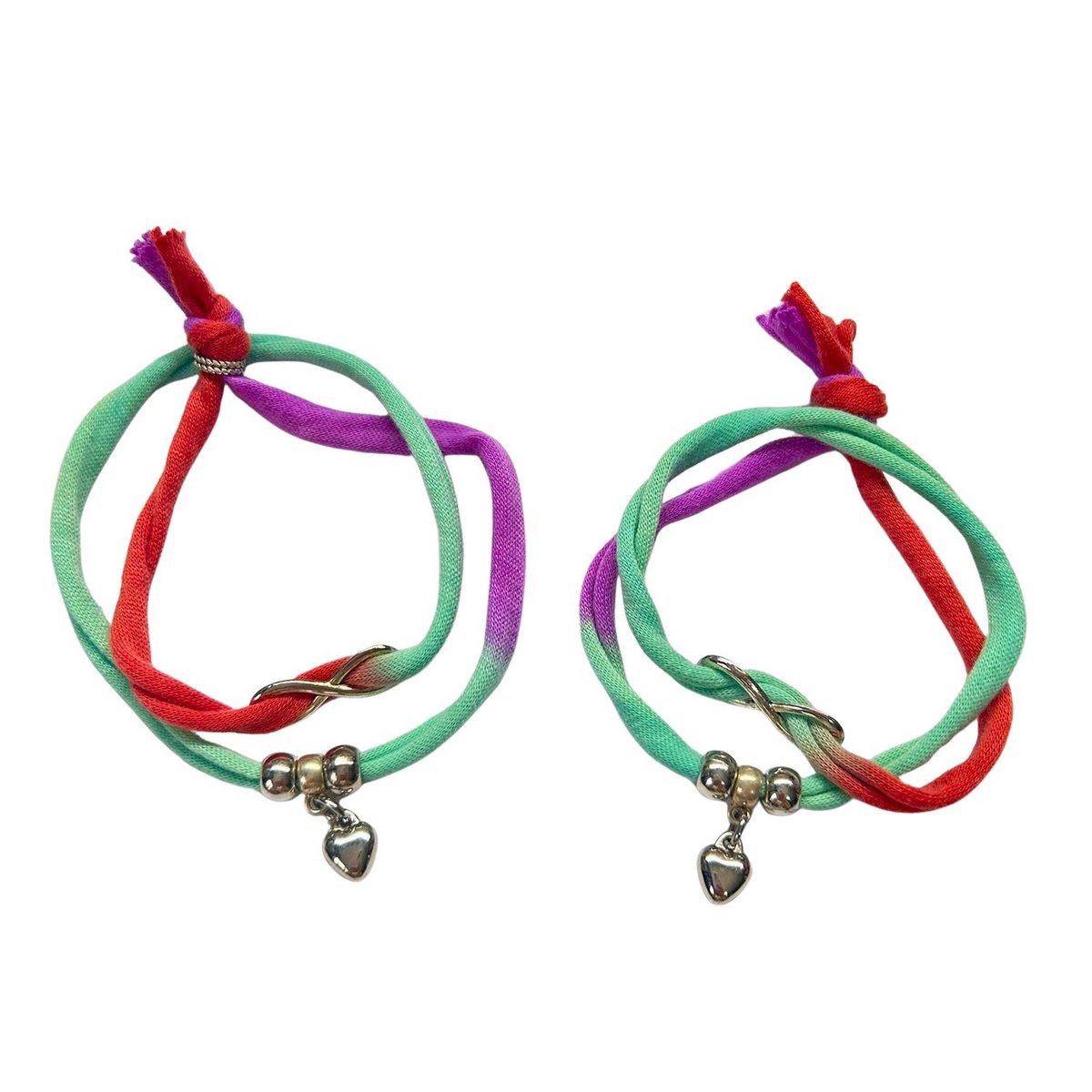 2 Love it Infinity & Love You - Vriendschapsarmbandjes – set van 2 - One size - Paars - Rood - Mintgroen - Zilverkleurig